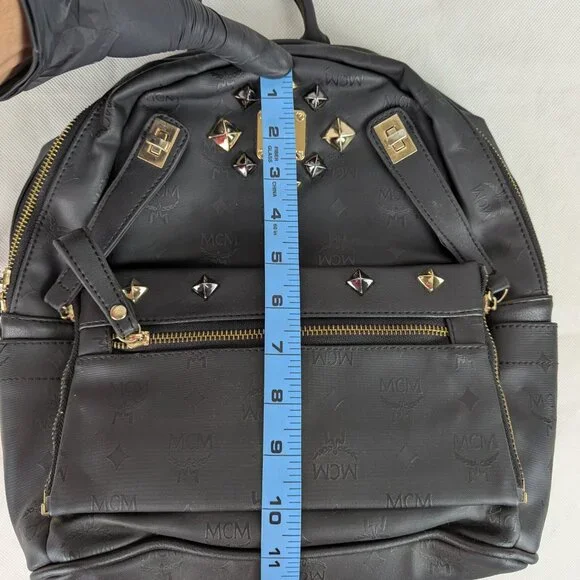 MCM Rucksack Visetos Black Canvas Small Leather Backpack - Picture 15 of 16